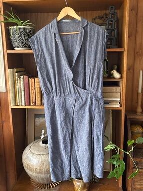 Mina Perhonen Japanese Minimalist Linen Wrap Dress 38 (6)